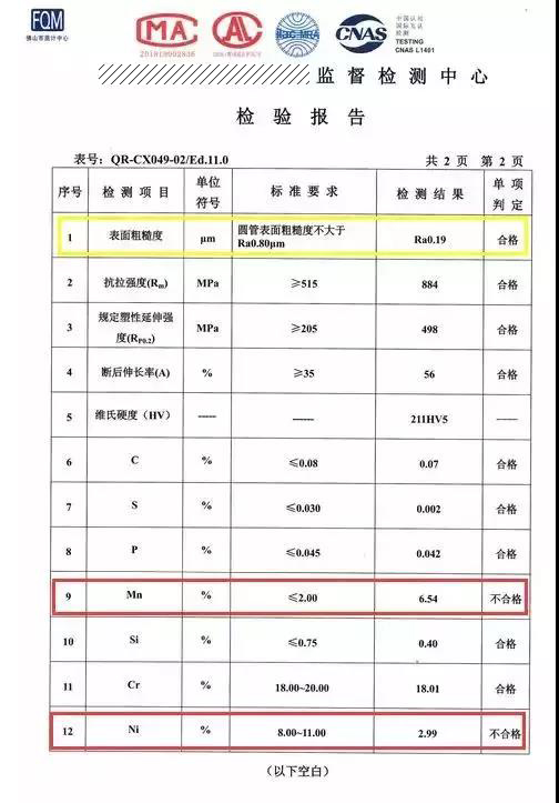 不锈钢质检报告